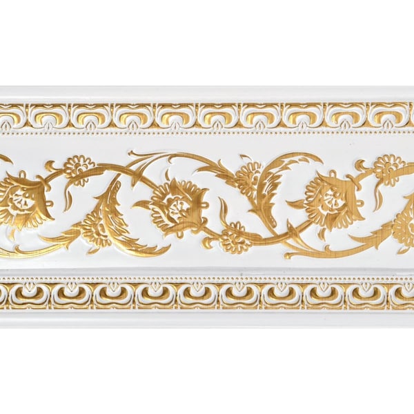 Standalone 94 in. Gold on French White Floral Chair Rail, White & Gold ST2649023 - main